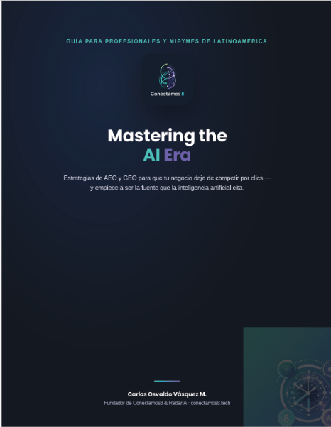 DOMINANDO LA ERA DE LA IA O MASTERING THE AI ERA, ES LA IMAGEN DEL EBOOK DE NUESTRA AUTORIA.